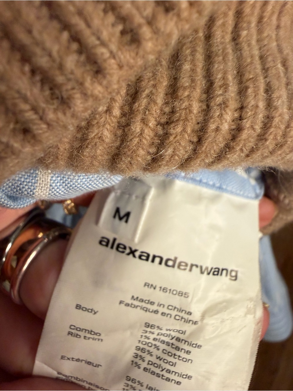 Alexander Wang layered brown knit cropped vest over blue and white button down - Picture 4 of 4